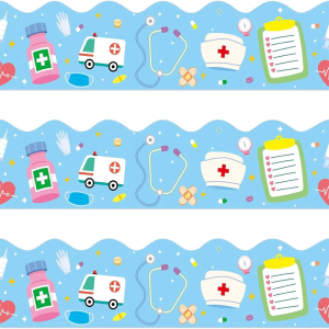 59ft Long Healthcare Themed Border Sticker Nurse Day Border Trim Sticker for Hospital and Office Window Wall Decoration