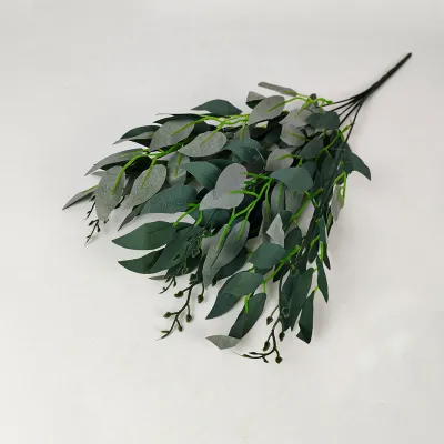 Daun Willow Cabang 5 - bunga import murah - daun zaitun hiasan plastik - daun eucalyptus - hiasan import murah - hiasan Dekorasi