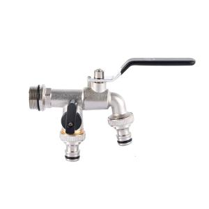Sturdy 3/4Inch Brass Bibcock Weatherproof Designs with Two Hose Connectors for Efficient Garden and Outdoor Watering