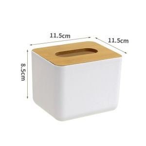 SJJL Wooden Cover Tissue Box Japanese Style Multi-Function Tissue Case Home Accessory Plastic Tissue Holder Table Decoration