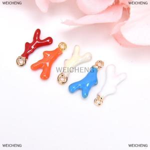 [COD] WEICHENG 10Pcs Alloy Antler Shaped Charms Pendant Jewelry Making Craft Accessory
