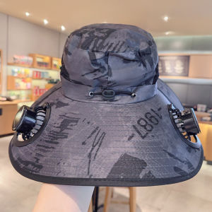 หมวกพัดลมพลังงานแสงอาทิตย์ผู้ชาย ฤดูร้อน ปีนเขากลางแจ้งตกปลาป้องกันรังสียูวีกันน้ําหมวกชาวประมงอเนกประสงค์