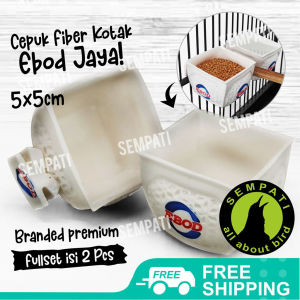 SEMPATI Cepuk Cangkir Fiber Kotak Ebod Jaya Wadah Pakan Makan Minum Burung Cepuk Tempat Millet Milet Voer Burung Lovebird Murai Kenari Kacer Cucak Cepuk Fiber Putih