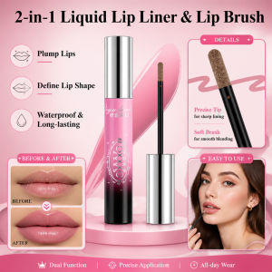 Liquid Lip Liner Pen / Long Lasting Waterproof Lip Liner / 2 In 1 Lip Brush / Precise Smudge Proof Lip Makeup / Daily Beauty Cosmetics