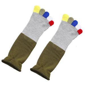 Women Funny Rainbow Colorful Split Toe Socks Harajuku Japanese Style Contrast Color Patchwork Ribbed Five Finger Separated Mid Tube Hosiery