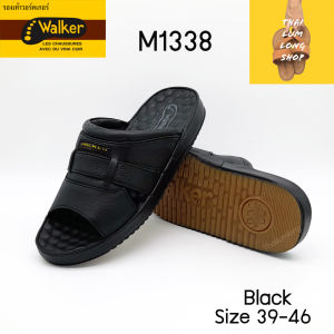 Thai Lumlong Walker รองเท้าวอคเกอร์ รองเท้าแตะชาย รองเท้าสุภาพบุรุษ รองเท้าเพื่อสุขภาพ รองเท้าแตะหนังแท้ รองเท้าลำลอง รุ่น M1338 สีดำ ขนาด 39-46