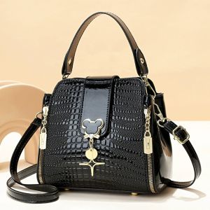 Korean style womens bag high-end crocodile pattern shoulder handbag fashion simple crossbody bag