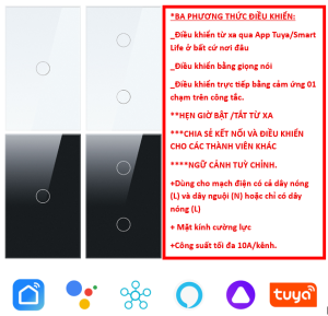 Công tắc điều khiển từ xa WiFi dùng ứng dụng TUYA / SMART LIFE