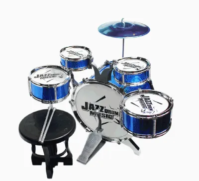New Jazz Drum Set for Kids - Vibrant Blue/Pink/Blue Drum Kit with Stool - Musical Instrument Toy for Boys and Girls