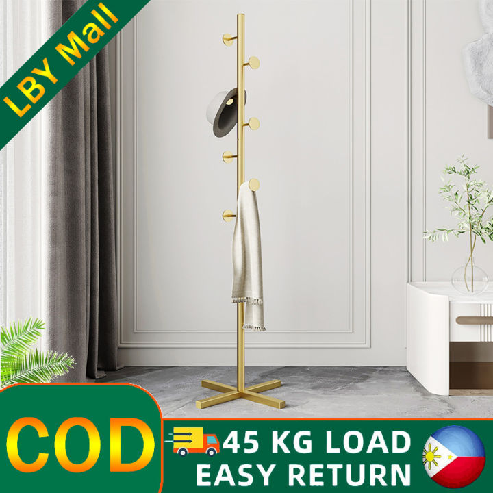 LBY Coat Stand Modern Industrial Free-Standing Metal Coat Rack For