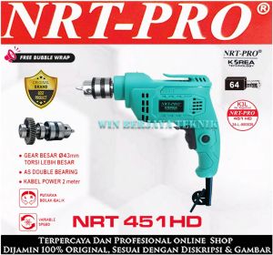 NRT-PRO 451 HD Mesin Bor Listrik 10mm Tangan Kayu Besi Bolak Balik Variable Speed 10 mm 451HD