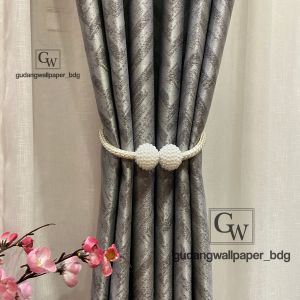 Gorden Gordyn Tirai Import Mewah Blackout Premium Jacquard Sigma Bertekstur Tebal Abstrak Minimalis Warna Abu Silver