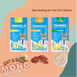 Súp Thưởng Mr.Vet Cho Mèo Gói 60g (4 Thanh) - Hỗ Trợ Tiêu Hoá Cung Cấp Omega-3