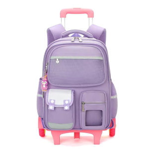 Elementary School Students Trolley Backpack for Grades 1 to 3 to 6 Waterproof Childrens Backpack Climbing Trolley Case for Students
