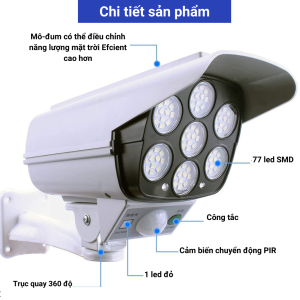 Đèn năng lượng mặt trời trang trí sân vườn đèn led 3 mảnh 94 mắt led to công suất 150W siêu sáng gấp mở gọn gàng điều chỉnh 360°tấm pin liền đèn