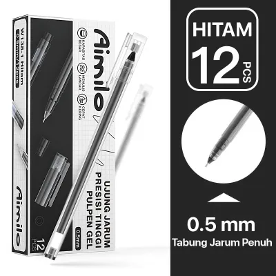 [READY] Aimilo Pulpen Gel 1 Kotak Isi 12PCS 0.5mm Gel Pen 3 Warna