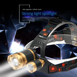 Senter Kepala LED Bisa Di Zoom Headlamp Flashlight Waterproof Cree XTM T6 10000 Lumens 100 Watt Bahan Aluminum Alloy Casing Lampu Senter Berburu Mancing Super Terang Jarak Jauh Anti Air Senter Kepala Jarak 2KM