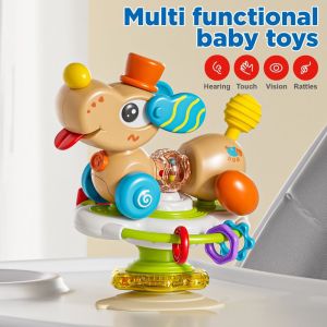 LIEYH รถหัดเดินเด็ก ของเล่นเดินแบบมีแรงดึง ตุ๊กตาการ์ตูน โมเดลม้า ลูกสุนัข ถ้วยดูด หมุนได้ น่ารัก ทารก โต๊ะอาหารสำหรับลูกสุนัขพร้อมตัวดูด ของขวัญสำหรับเด็ก