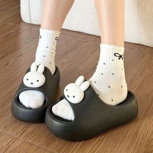 Free Shipping Cartoon Thick-Soled EVA Slippers For Women Cute Miffy Rabbit Design Comfortable For Indoor Use Non-Slip Odor-Resistant Suitable For Students And Dorm Rooms