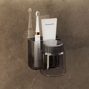 SUBTLEที่ใส่แปรงสีฟัน ที่ใส่น้ำยาบ้วนปาก ที่ใส่แปรงสีฟันฟรี ที่ใส่แปรงสีฟันไฟฟ้า ที่ใส่แปรงสีฟันห้องน้ำ ที่ใส่แปรงสีฟันติดผนัง ถ้วยบ้วนปากแปรงฟันแขวนผนังห้องน้ำกล่องเก็บถังคู่ฟัน
