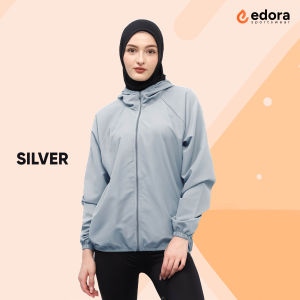 Jaket Olahraga Wanita Nadine Waterproof Anti UV dengan Hoodie dan Pouch