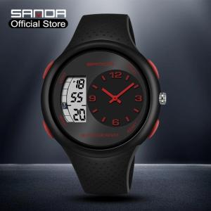 SANDA Men Watch Women Watch New Listing Original Sports Watch LED Digital Dual Display Multi-function Sports Mens Fashion Watch Luxury Brand Waterproof Mens Watch Women Watch 763