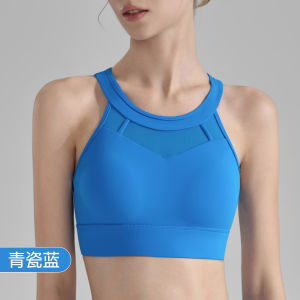 Breathable mesh sports bra high-strength female one-piece fixed cup yoga bra shockproof beautiful back fitness vest