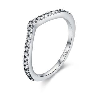 Discover the Beauty of BAMOER Free Shipping 925 Sterling Silver Water Droplet Clear CZ Ring
