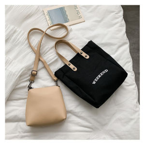 SDOGB77112 ซื้อกระเป๋าใบใหญ่แถมฟรีกระเป๋าใบเล็ก กระเป๋าสะพายข้างลายภาษาอังกฤษผู้หญิง ความจุขนาดใหญ่เกาหลีเรียบง่าย