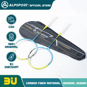 ALPSPORT Power 2 Unit Raket Badminton 3U G5 Desain Original dengan Serat Karbon Linier Penuh Tingkat Ketegangan 22-24 lbs - Raket Ofensif Profesional
