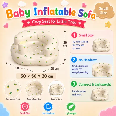 PlayPark Portable Inflatable Baby Chair with Air Pump Baby Sofa Seat Training Feeding Seat Thickened PVC Easy Clean Foldable for 4-36 Months