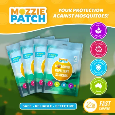 MOZZIE PATCH® Mosquito Repellent Stickers – DEET-Free Natural 8-Hour Protection for Kids & Adults (4 Packs - 144 Stickers)