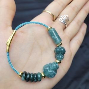 Vòng cáp lu thống ngũ điếu hồ ly tỳ hưu Lam Ngọkc - Phong Thủy TUDO