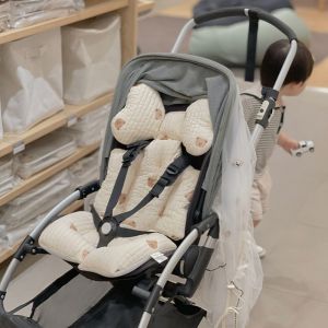 MISS SONG Washable High Chair Trolley Bear Embroidery Baby Seat Cushion Seat Liner Pad Pram Cushion Trolley Mattress Stroller Accessories Pushchair Car Mat Baby Stroller Cushion