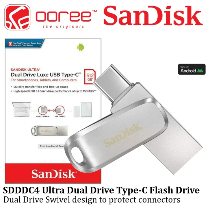 SANDISK OTG ULTRA DUAL DRIVE LUXE USB 3.2 GEN 1 TYPE C 32GB / 64GB / 128GB / 256GB / 512GB FLASH DRIVE | THUMBDRIVE -OTG