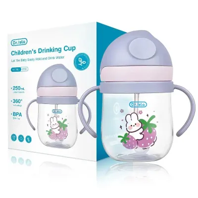 Dr.Isla&Preferred Anti Choking Straw design Botol Minum Bayi Air Botol Susu Kids 250ML BY01/03