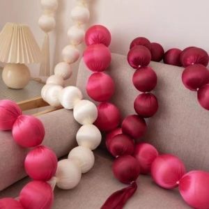 NEMOPH Smooth Decoration Wedding Cloth Ball String Foam Ball Garland Handmade Ornament Wedding Room Decoration Stage Props Background Wall Arrangement Wedding Decorative Fabric Wedding Room Layout