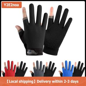 【Local shipping】 Summer Men Fishing Gloves Women Two Finger Cut Male Touchscreen Angling Anti-Slip Sun-Proof Breathable Cycling Fitness Gloves