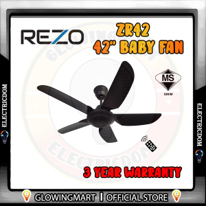 KDK K11ZF WHITE/K11ZF GREY Ceiling Fan REZO ZR42 / SILENZ PRO Baby Fan 42" 44" Black Kipas Siling
