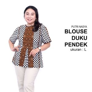 Blouse Batik Big Size Wanita Atasan Batik Jumbo Lengkap M-L-XL-2L-3L-4L-5L-6L-7L Model Blus Jumbo Seragam Batik / Blus Pendek Big Size / Atasan Kerja Wanita Jumbo Kantor / Blouse Jumbo Formal LD 140