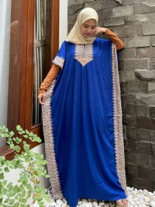BISA COD Gamis Kaftan Arabia Adem Renda Tebal JUMBO LD 150 Busui friendly
