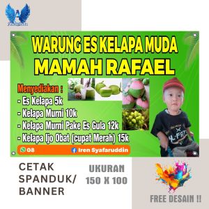 Cetak Spanduk Banner WARUNG ES KELAPA MUDA Costom Desain