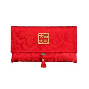 FOUNDTWO Phong cách Trung Quốc Phong bì đỏ năm mới Truyền thống Ví đỏ cưới Thay túi phí Mẫu thêu Đồ dùng cho lễ hội mùa xuân