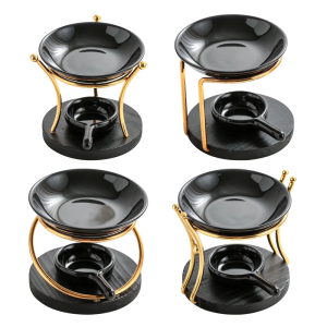 Black Scent Burners Ceramics Holder for Home Decoration Heat Resistant for Luxurious Indoor Environment