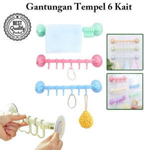 Gantungan Tempel Serbaguna 6 Kait / Gantungan Baju Handuk Tempel Sudut Plastik / Gantungan Dinding Gantungan Kamar Mandi Gantungan Hook Plastik Terlaris