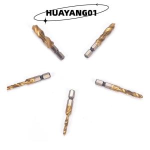 HUAYANG01 [2023 new HOT FASHION] M3-M10 Hex Shank Titanium Plated HSS Hand Screw Thread Metric Tap Drill Bits