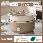 KONKO 5L Large Capacity Multifunctional Electric Cooker 电煮锅 Non-Stick Multi Cooker with Steamer 28CM Upgraded Electric Hot Pot