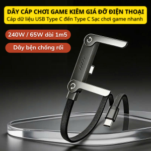Cáp sạc nhanh kiêm giá đỡ PD240W Type-C Dây dữ liệu có thể gập lại cho máy tính bảng điện thoại Cáp chơi game khuỷu tay