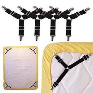 4pcs/Set Triangle Straps Adjustable Bed Sheet Corner Elastic Straps Fasteners Clips Clamps Band Straps Suspenders Adjustable Fitted Bed Sheet Corner Holder Elastic Straps Fasteners Clips Grippers Mattress Pad Cover Fitted Sheet