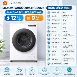 Máy giặt sấy Xiaomi XHQG120MJ110 12kg sấy 9kg 2026 Màu Trắng